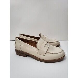 LUCKY BRAND Floriss Penny Loafers Flats Tailored Beige Vanilla Leather Womens 10